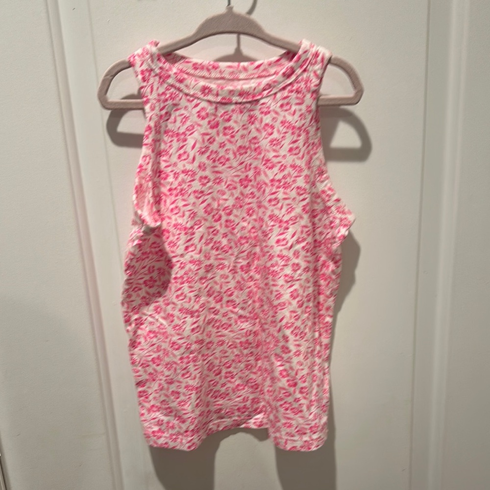 GAP Pink and White Textured Tank Top Relaxed Fit